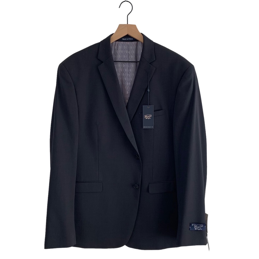 Original Penguin Black Wool Blend Micro-Check Comfort Stretch Suit 46L & 39W